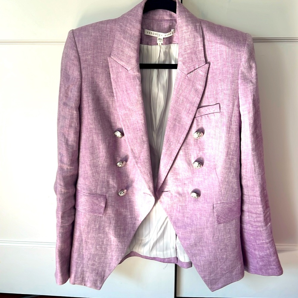 Veronica Beard Dickey jacket in size 6 purple linen blend